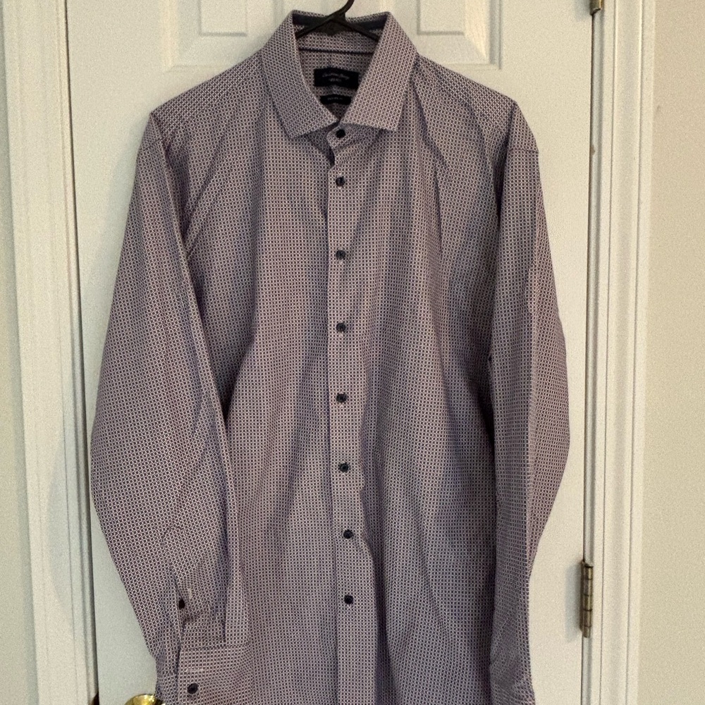 Elegant Black and White Patterned Dress Shirt